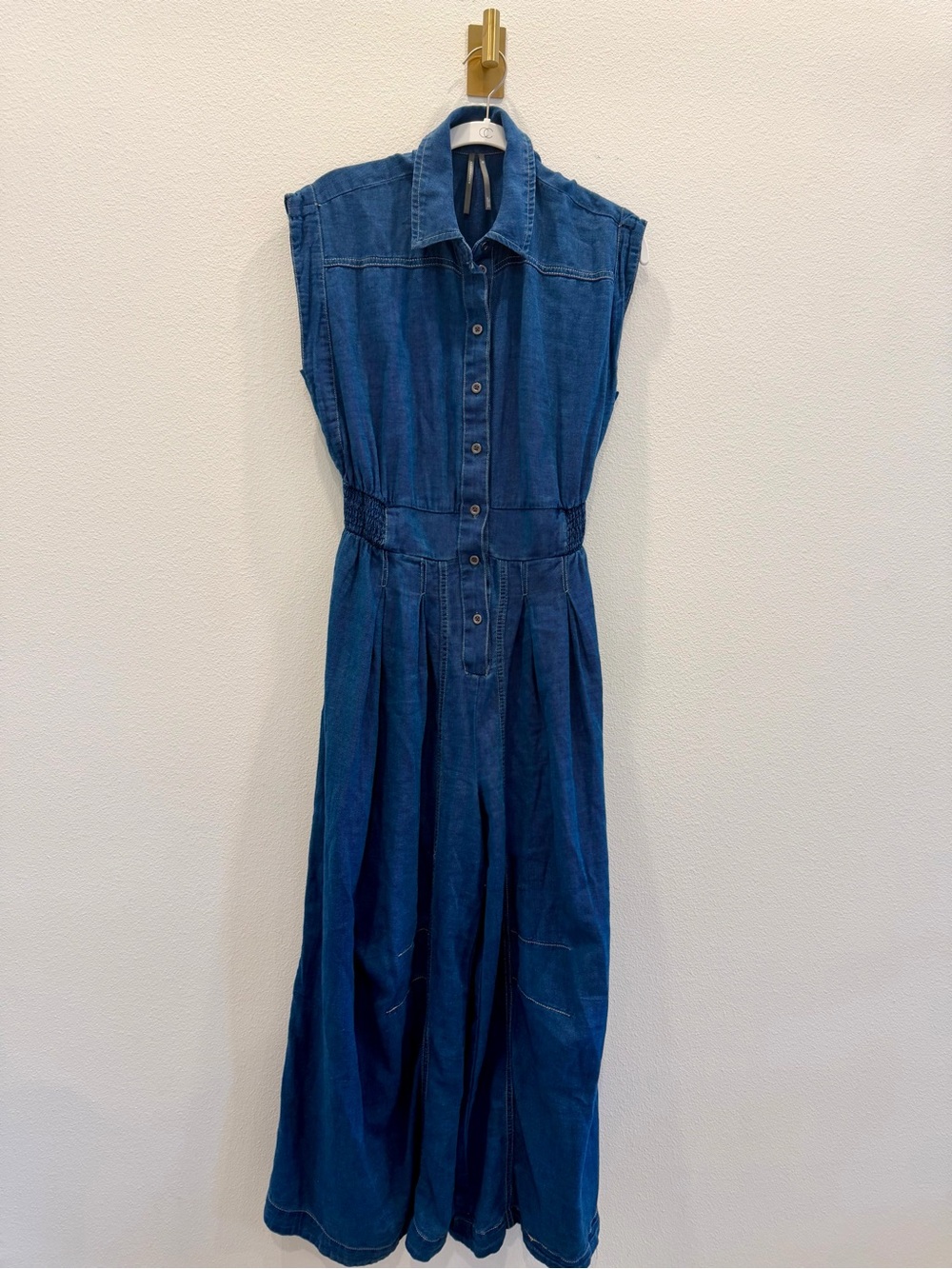 Anthropologie Denim Button-Front Maxi Dress - Blue